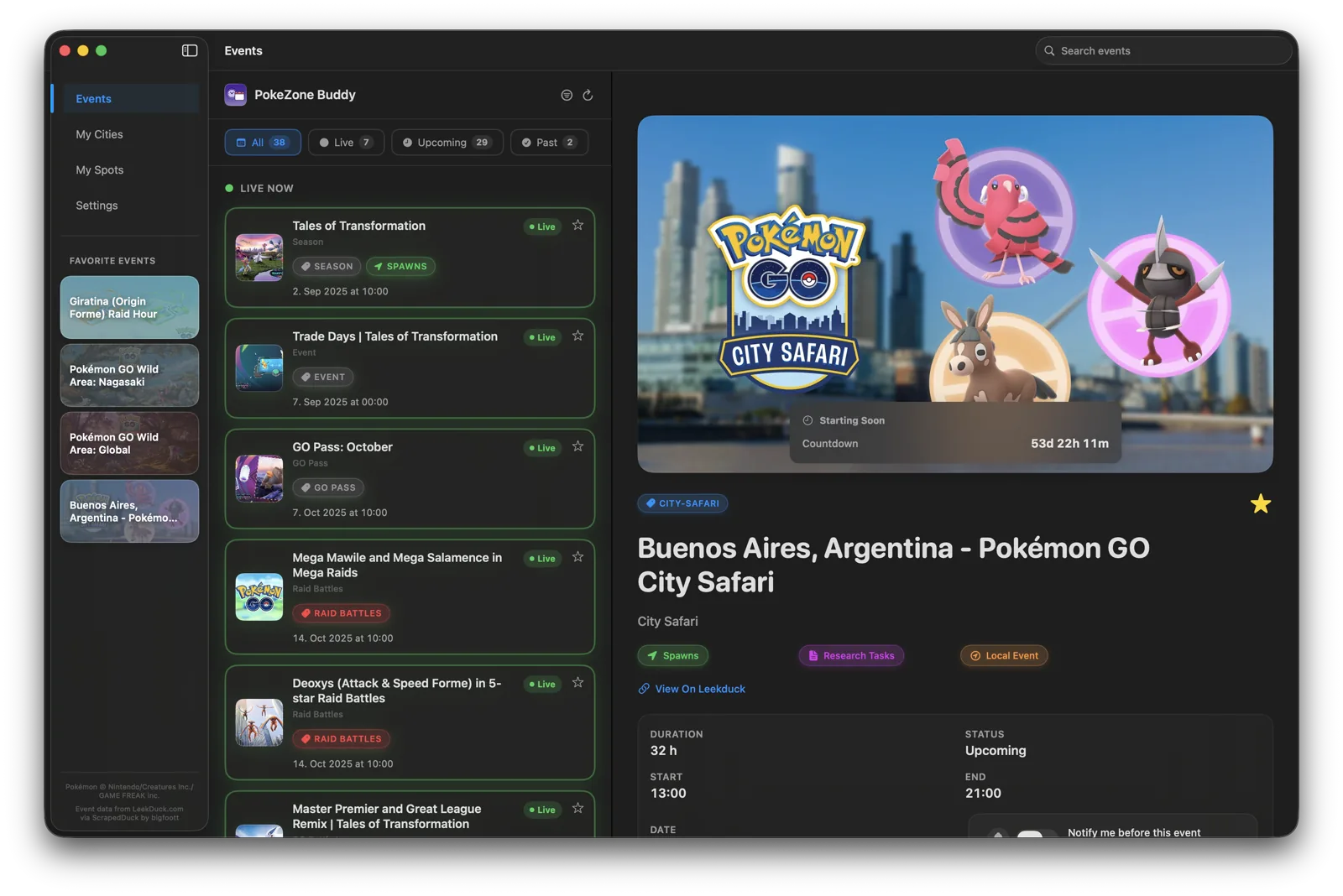 PokeZoneBuddy app screenshot