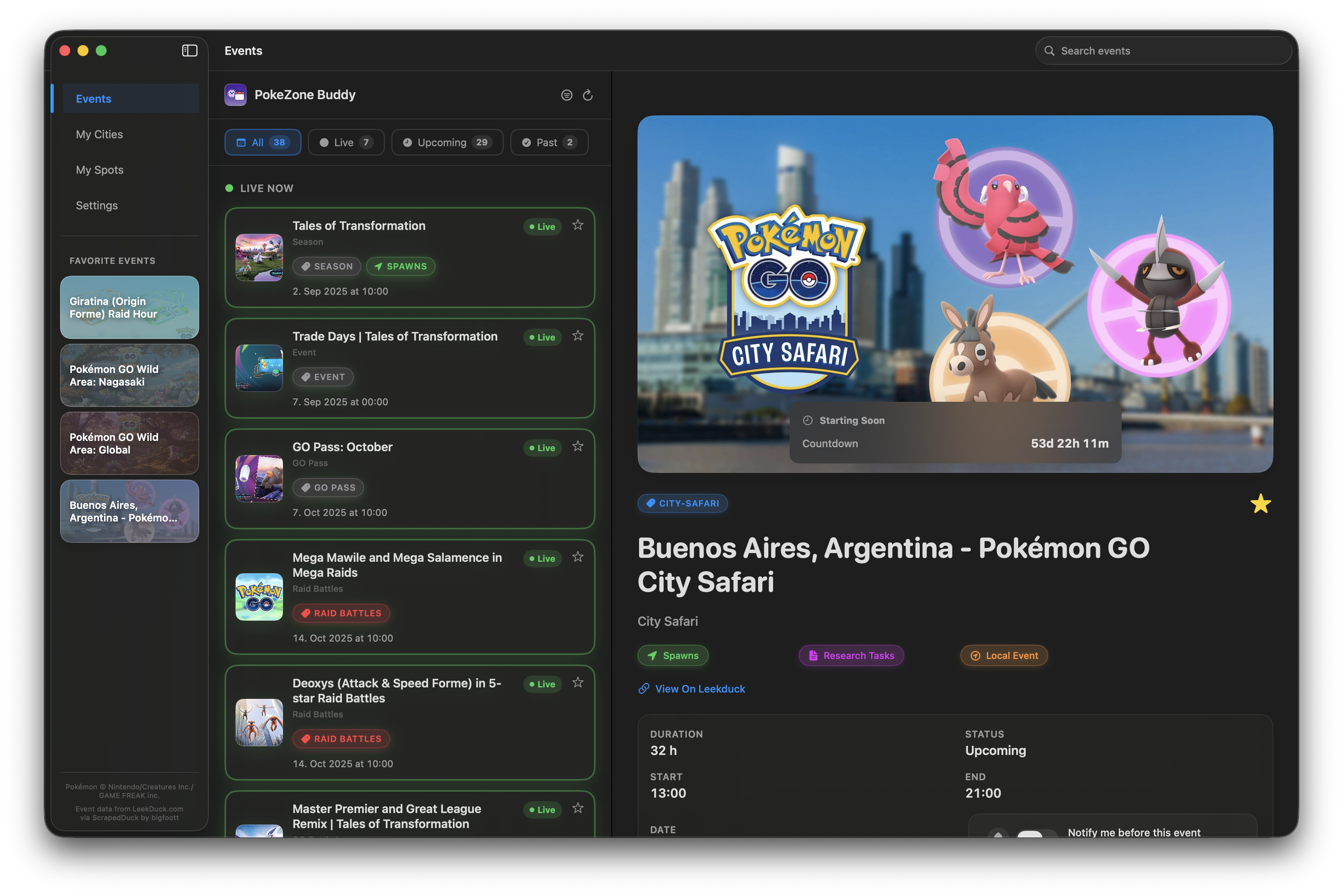 PokeZoneBuddy app screenshot